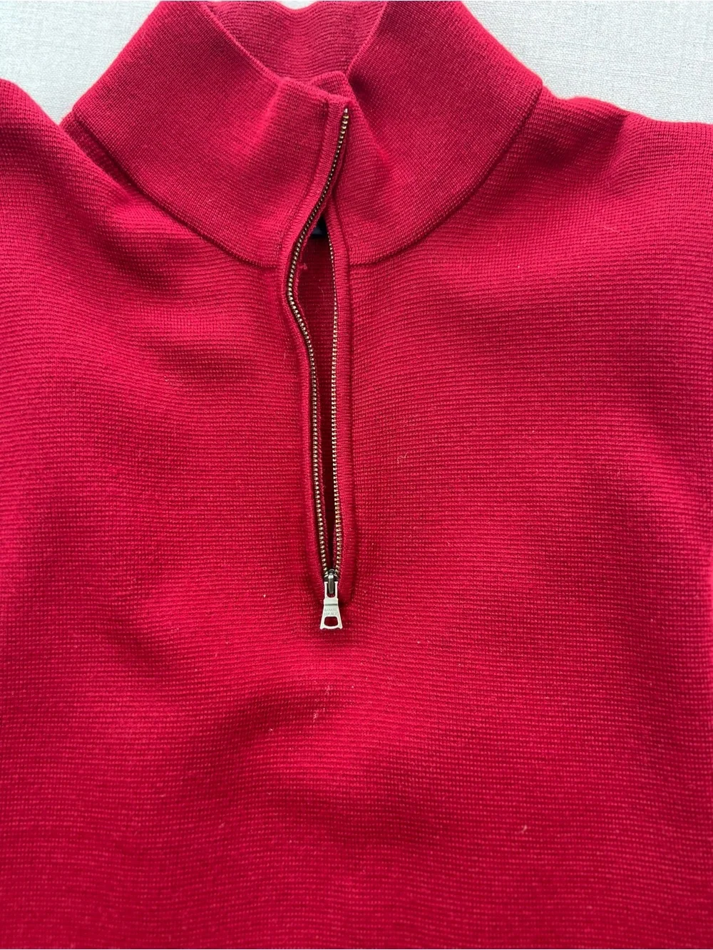 Banana Republic Red Men's 1/4 Zip Long Sleeve  Preppy Classy Sweater - XL